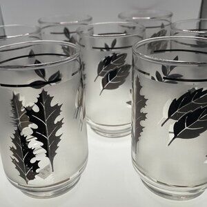 Vintage Libby frosted leaf silver foliage 10 oz.